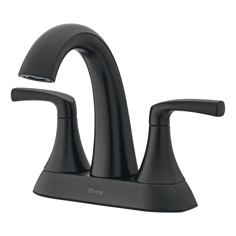 Rancho Double Handle 4-in Centreset Bathroom Sink Faucet Push & Seal Drain, WaterSense Certified, Matte Black T6I9
