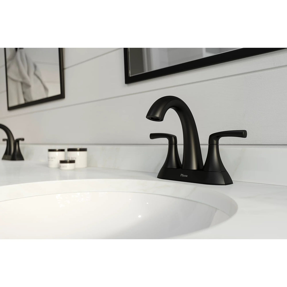 Rancho Double Handle 4-in Centreset Bathroom Sink Faucet Push & Seal Drain, WaterSense Certified, Matte Black T6I9 - product image 7