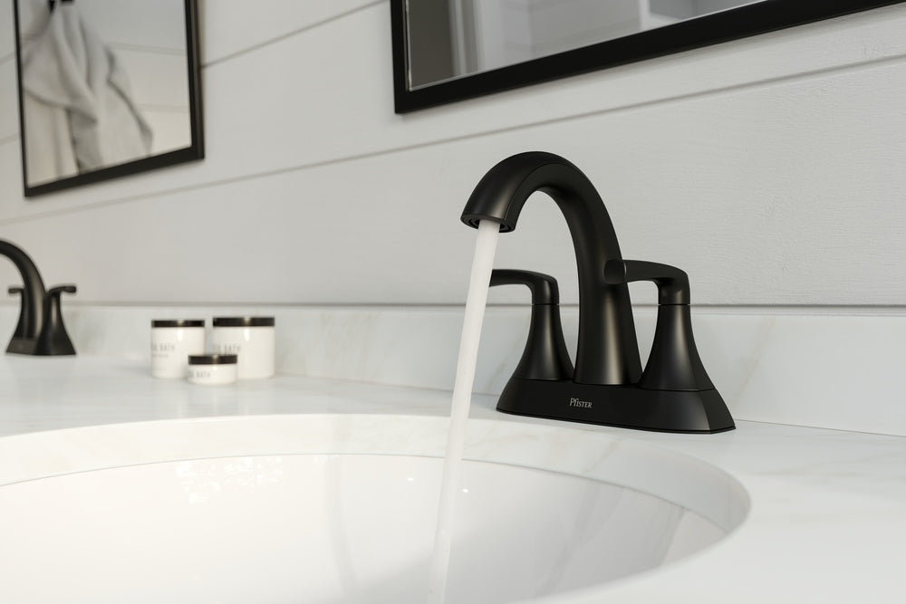 Rancho Double Handle 4-in Centreset Bathroom Sink Faucet Push & Seal Drain, WaterSense Certified, Matte Black T6I9 - product image 8