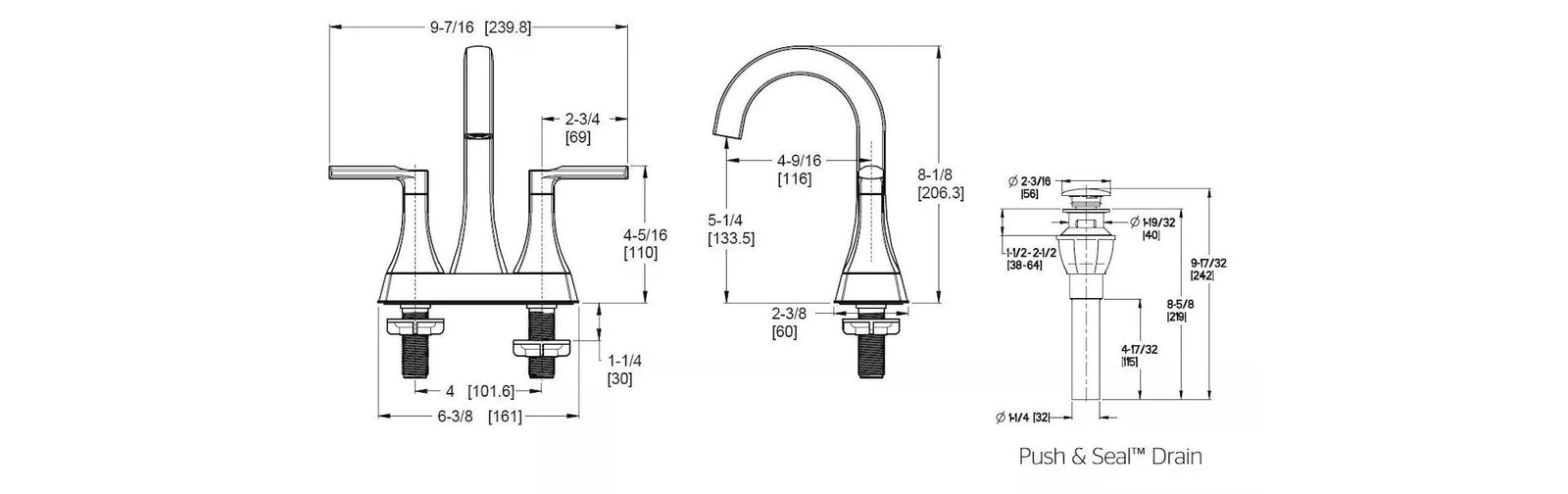 Vaneri 4-in Centreset Bath Faucet, Matte Black C6D5 - product image 6