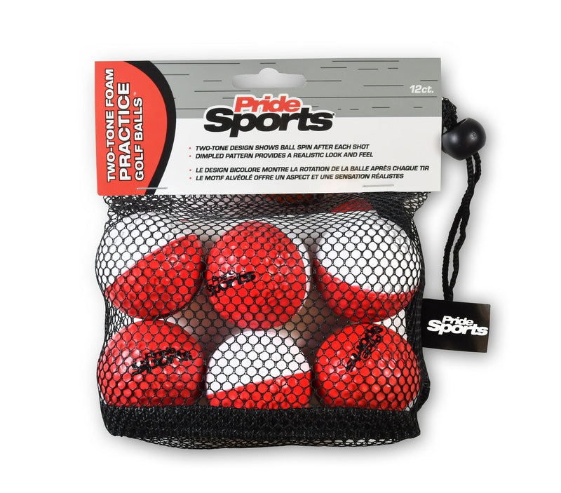 Two Tone Practice Golf Balls, Red/White, 12-pk A5B4