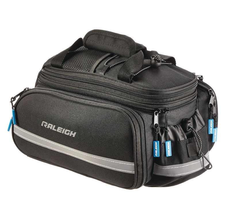 Expandable Rack Top Bike Bag withRemovable Carry Strap & Reflective Strip, Black U2E3
