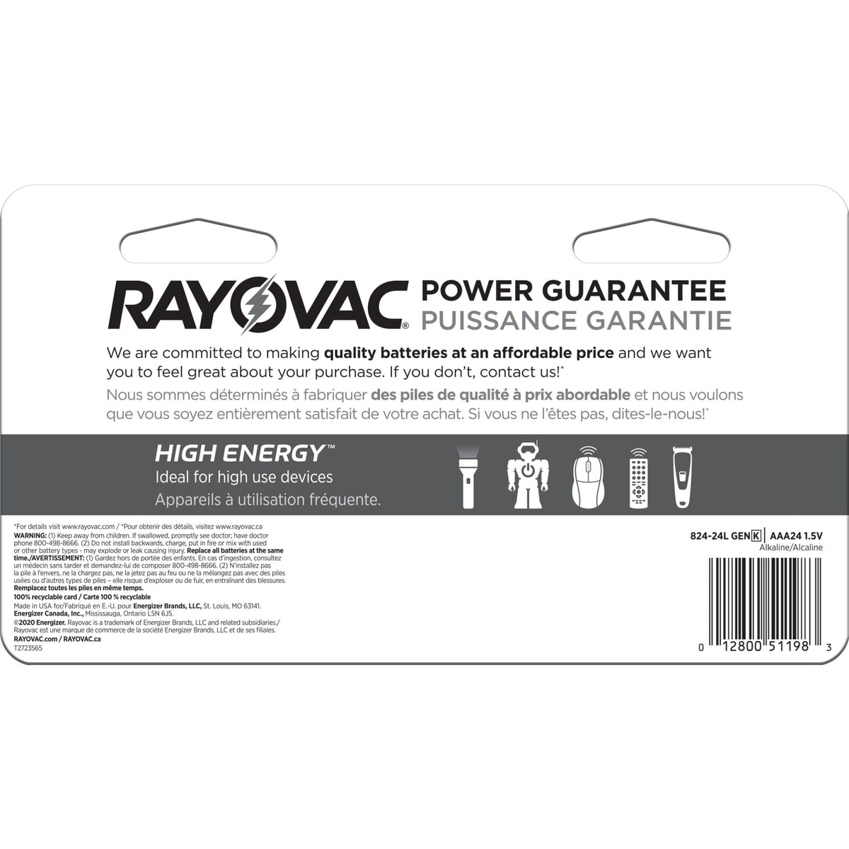 HIGH ENERGY AAA Alkaline Batteries, Long Lasting, All Purpose, 24-Pk G4Q3 - product image 3