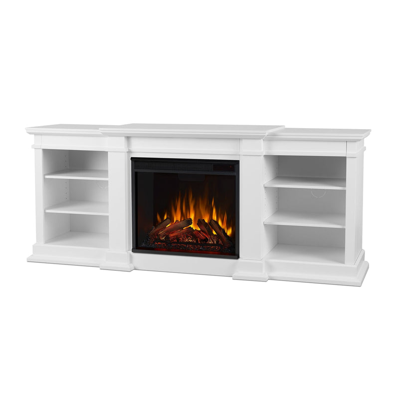 Flame Fresno Electric Media Indoor Electric Fireplace TV Stand, 72-in, 1500W, White I9Q6