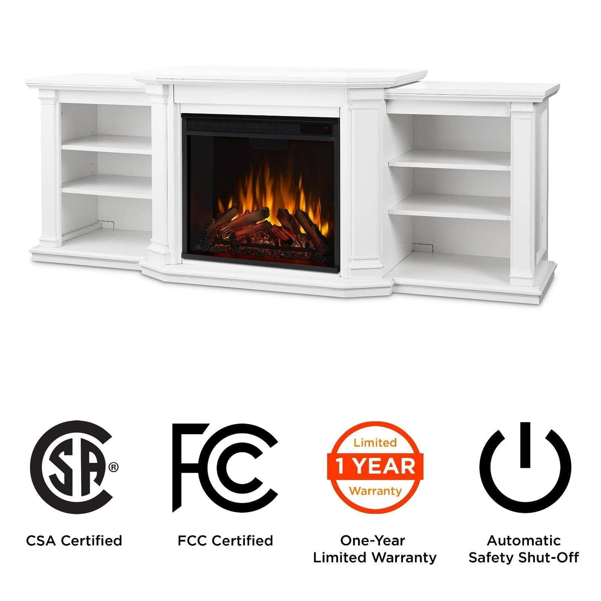 Flame Valmont Media Indoor Electric Fireplace TV Stand, 74-in, 1500W, Includes Remote Control & Firebox, White A2Y3 - product image 7