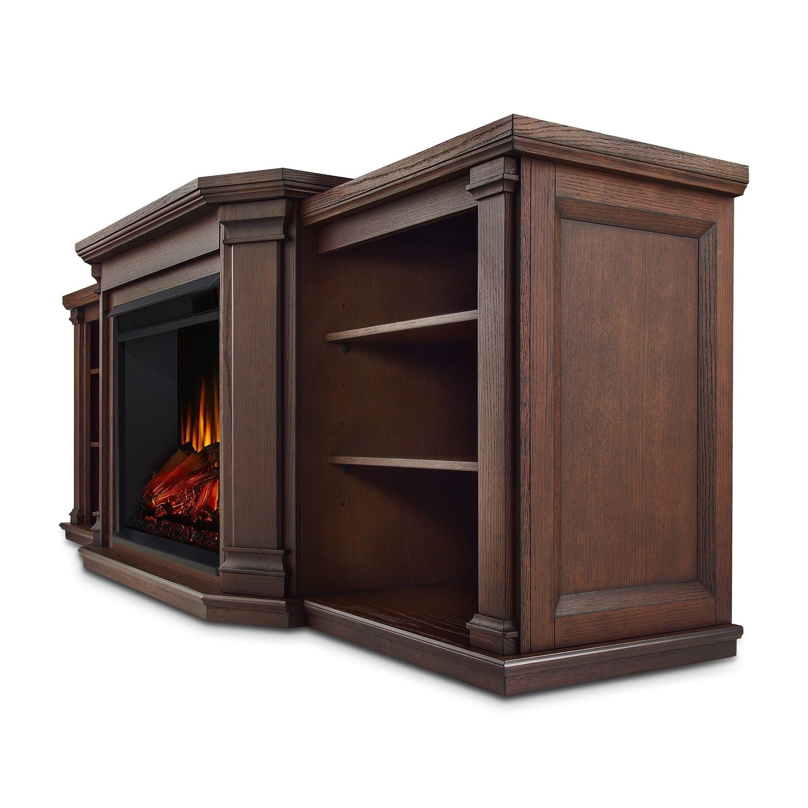 Flame Valmont Media Indoor Electric Fireplace TV Stand, 74-in, 1500W, Includes Remote Control & Firebox, Chestnut Oak C5Q9 - product image 2