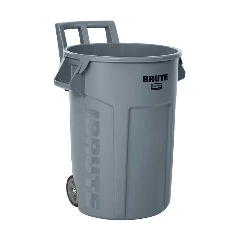 Commercial Wheeled Brute Circular Outdoor Garbage Can, Grey, 121-L Y5J3