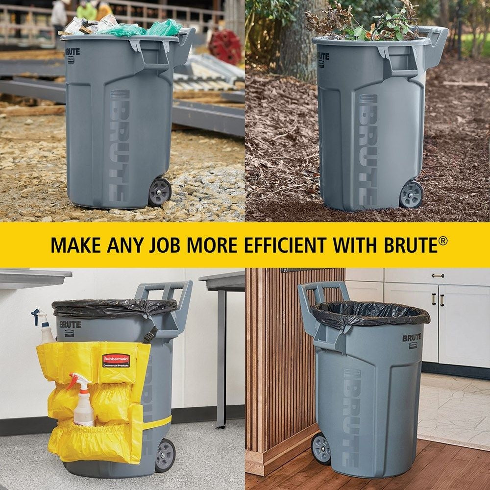 Commercial Wheeled Brute Circular Outdoor Garbage Can, Grey, 121-L Y5J3 - product image 8