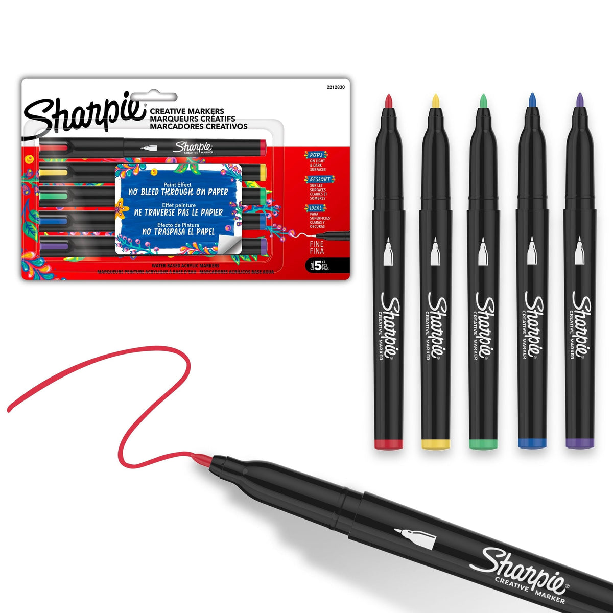 Creative Markers, Fine Tip, 5 Pieces, Assorted Colours H4N3 - product image 1