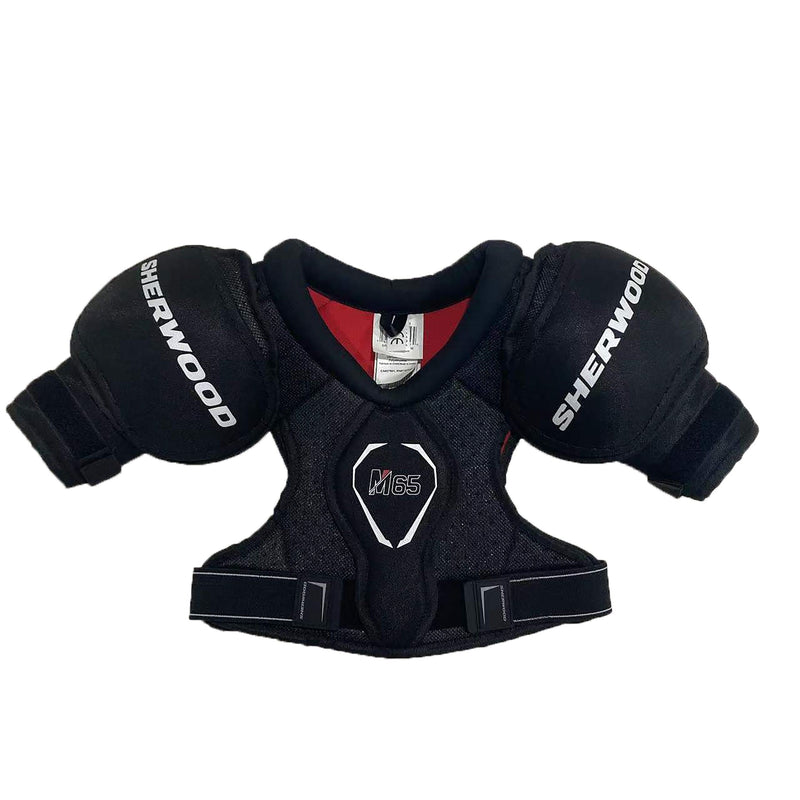 Rekker M65 Hockey Shoulder Pads, Youth, Black/Red, Assorted Sizes I9W8