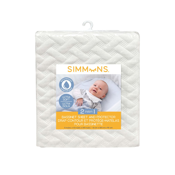 2-in-1 Bassinet Sheet & Waterproof Protector, Ivory L8B8
