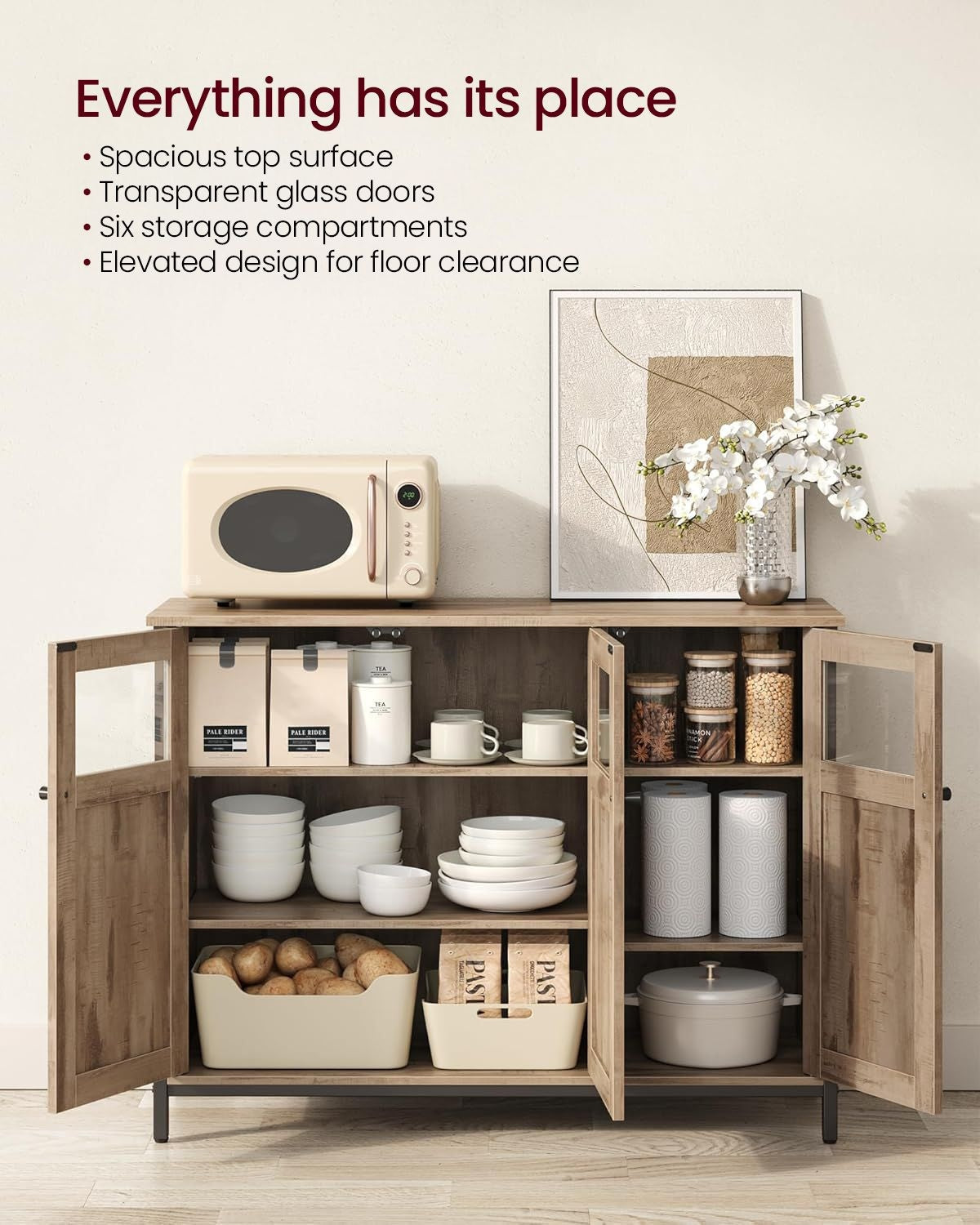 Home Industrial Camel Brown/Black Buffet Cabinet O4I6 - product image 1