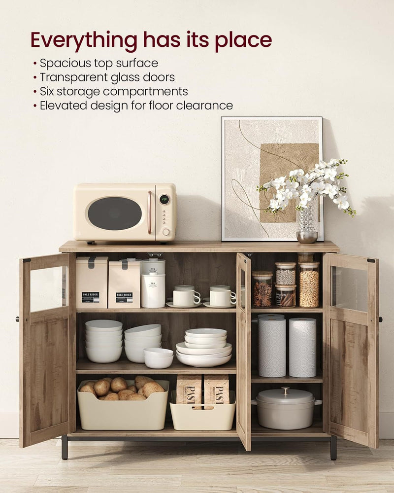 Home Industrial Camel Brown/Black Buffet Cabinet O4I6