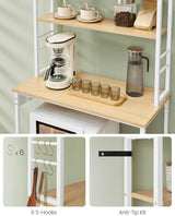 Home Oak/White Baker's Rack with 4 AC Outlets E4Y0 - product image 2