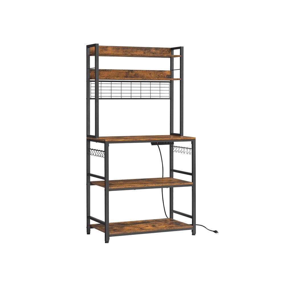 Home Rustic Brown Baker's Rack with Charging Station T2N6 - product image 1