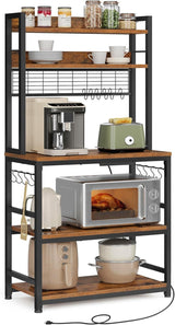 Home Rustic Brown Baker's Rack with Charging Station A2B1 - product image 2