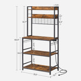 Home Rustic Brown Baker's Rack with Charging Station T2N6 - product image 5