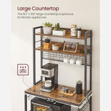 Home Rustic Brown Baker's Rack with Charging Station A2B1 - product image 6
