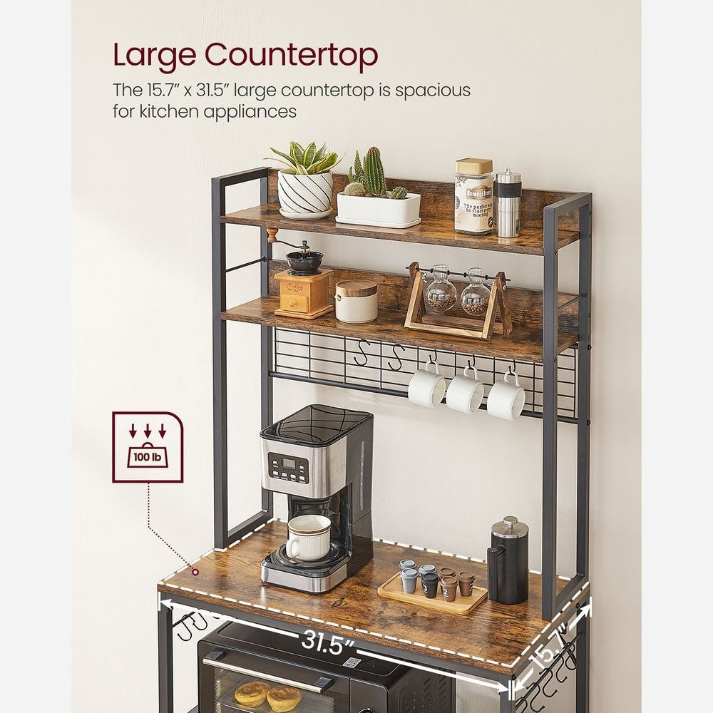 Home Rustic Brown Baker's Rack with Charging Station A2B1 - product image 6