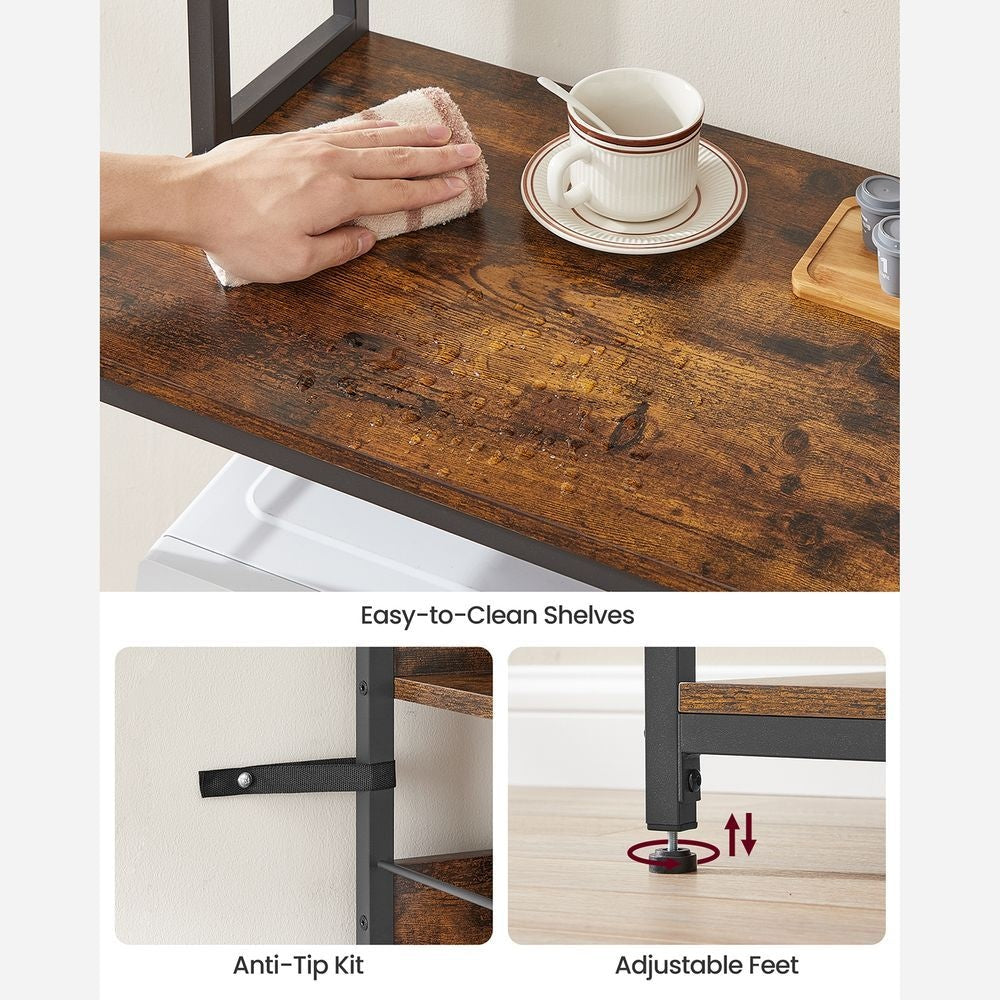 Home Rustic Brown Baker's Rack with Charging Station T2N6 - product image 7