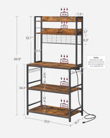Home Rustic Brown Baker's Rack with Charging Station A2B1 - product image 8