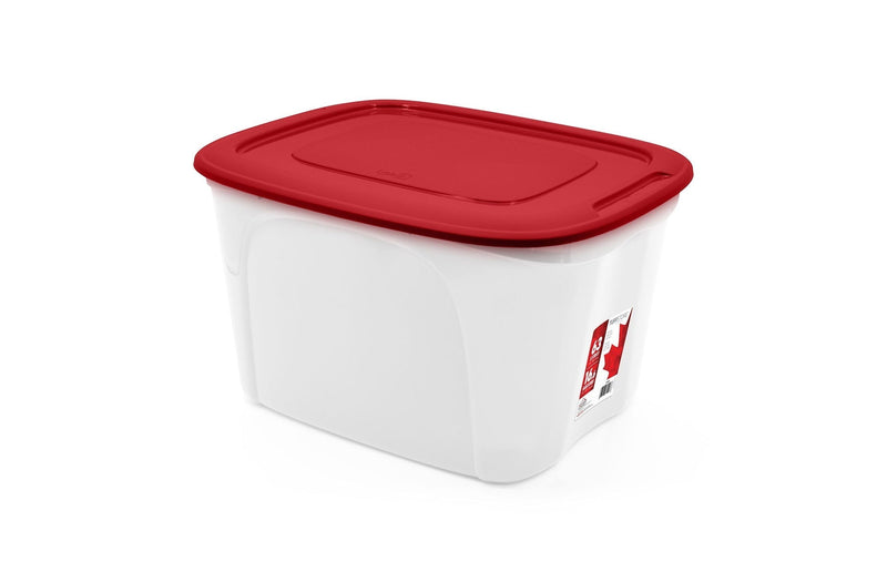 Storage Box with Lid, 63-L, Red/White, 63 Litre Storage Container V2E2