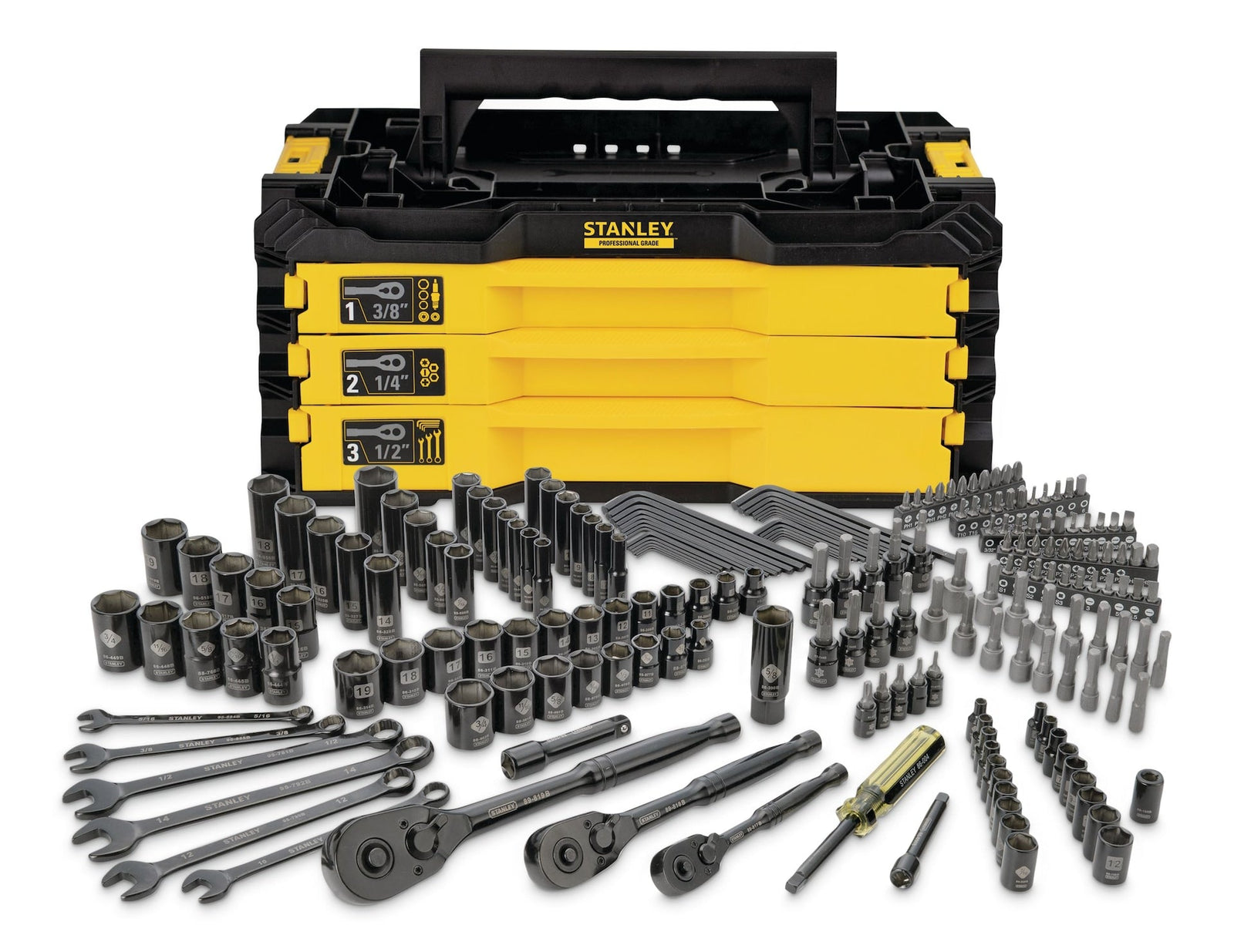 Professional Grade Black Chrome Socket Set, SAE/Metric, 203-pc T8I2 - product image 1