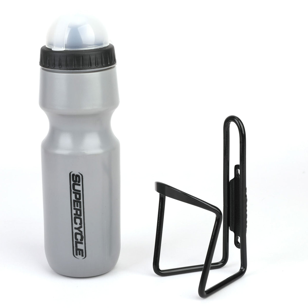 Wide Mouth Self-Sealing Bike Water Bottle withCage/Holder, BPA Free, Silver, 21-oz L7V9 - product image 1