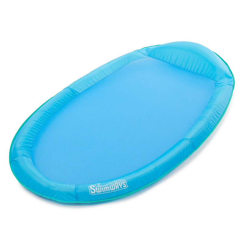 Inflatable Spring Float Pool Lounger, 66 x 40-in, Blue B4Q4