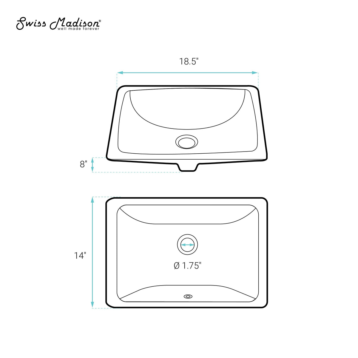 Plaisir 18.5 Rectangular Under-Mount Bathroom Sink J7U4 - product image 7