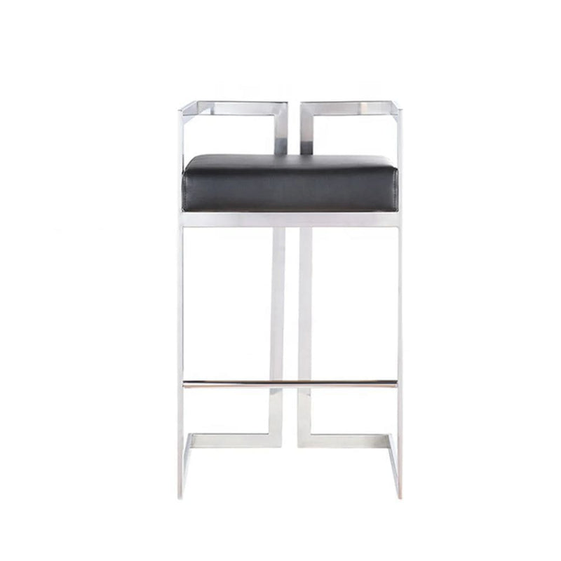 Me Home Black Cushioned Harvey Stool with Silver Frame K3Y1