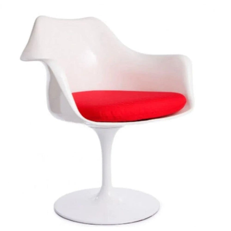 Me Home Tulip Chair with Arm, Fiberglass, Red T2L5