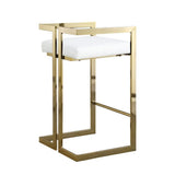 Me Home White Cushioned Harvey Stool with Gold Frame V4T3 - product image 1