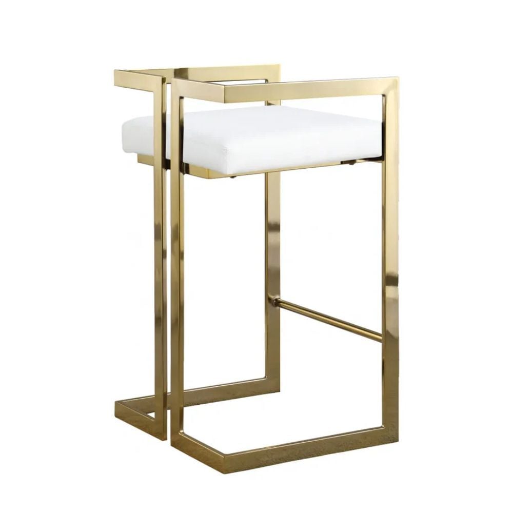 Me Home White Cushioned Harvey Stool with Gold Frame V4T3 - product image 1