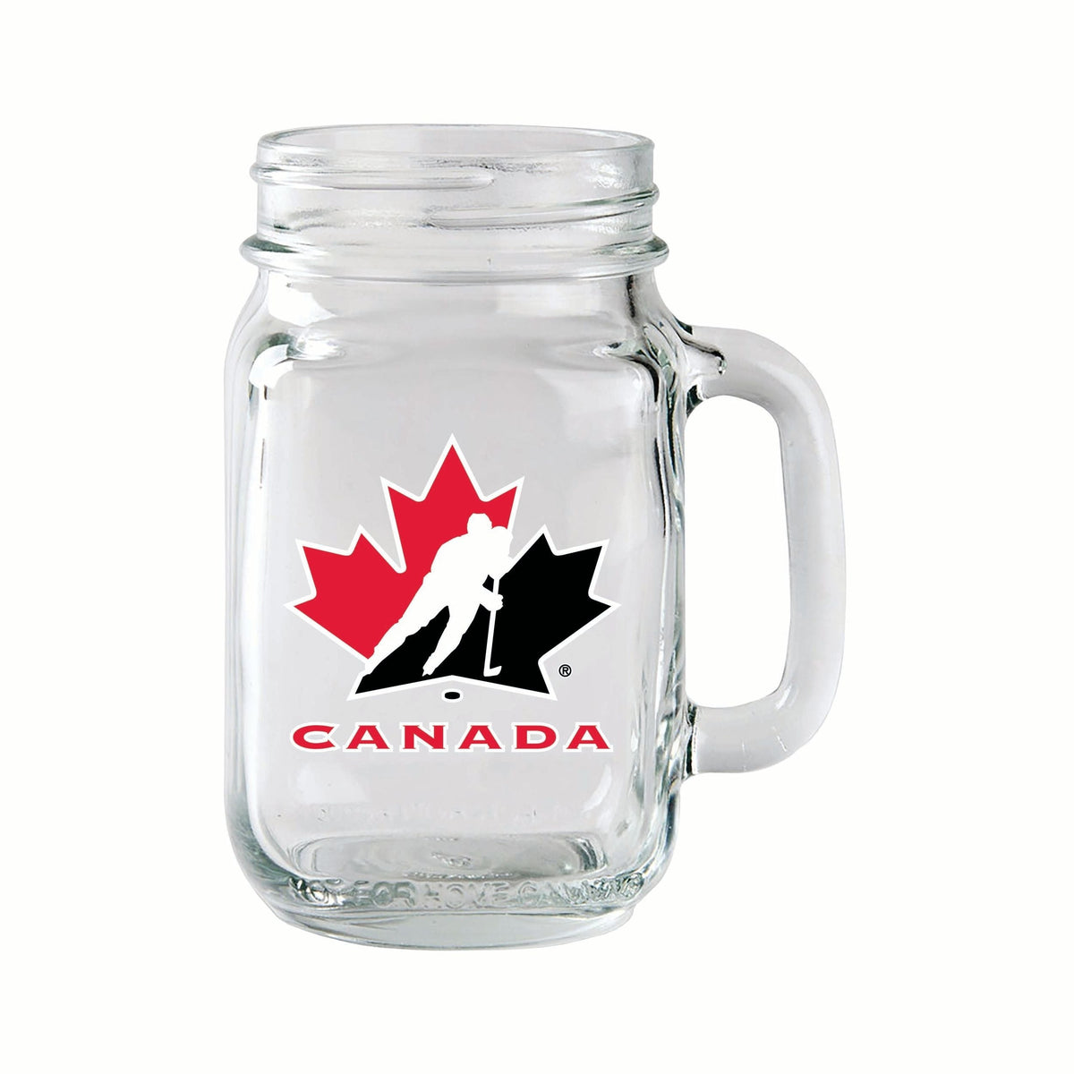 Team Canada/Hockey Canada Glass Mason Mug, Reusable Drinking Jar with Handle, Clear, 14-oz S7I5 - product image 1