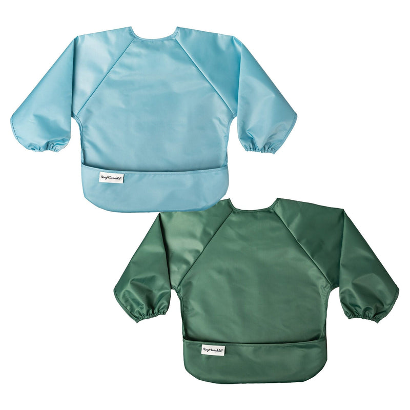 Twinkle Mess-Proof Apron Bibs, Slate/Olive, 2-pk J0U3