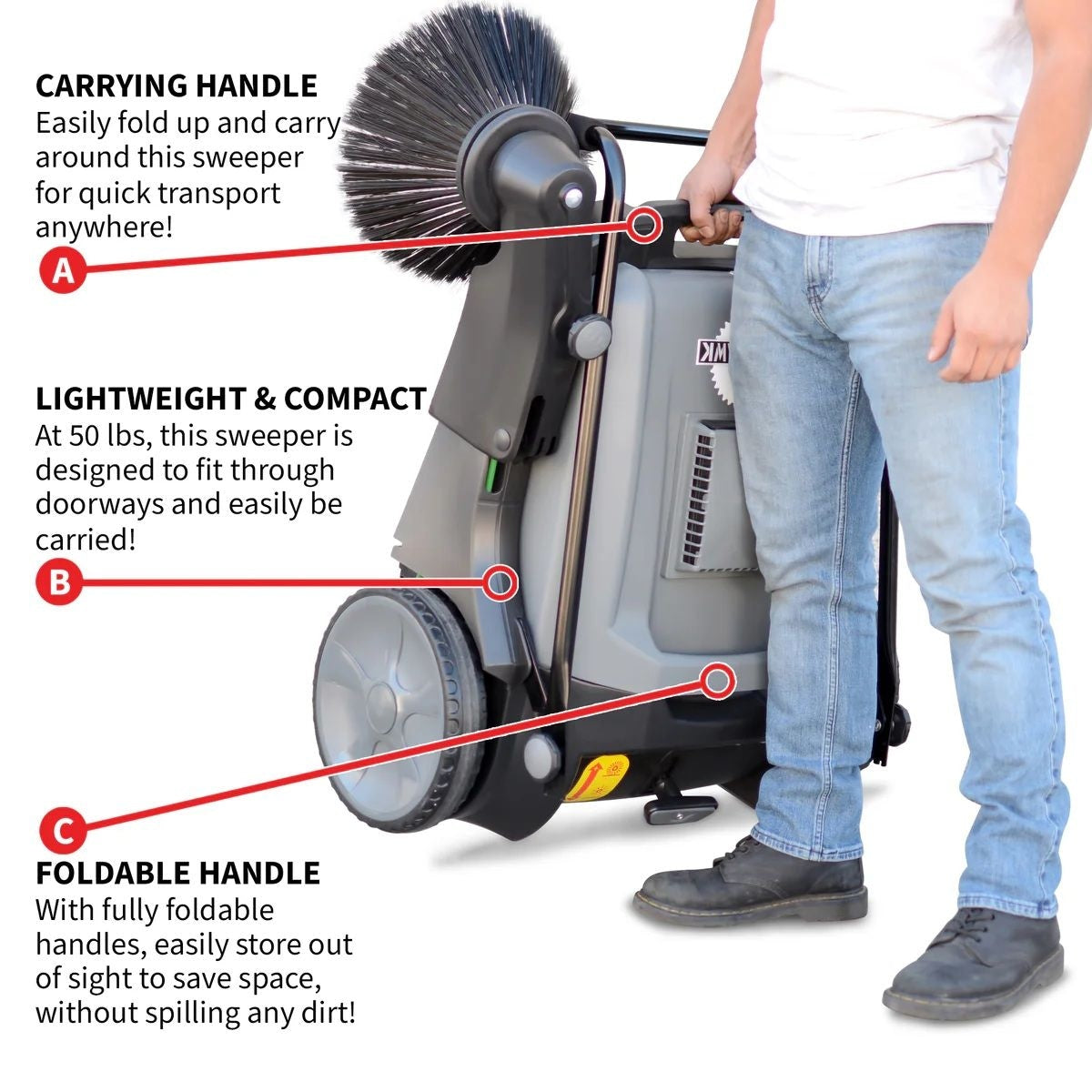 Commercial Push Sweeper & Hard Floor Cleaner, 38-in H4H9 - product image 2