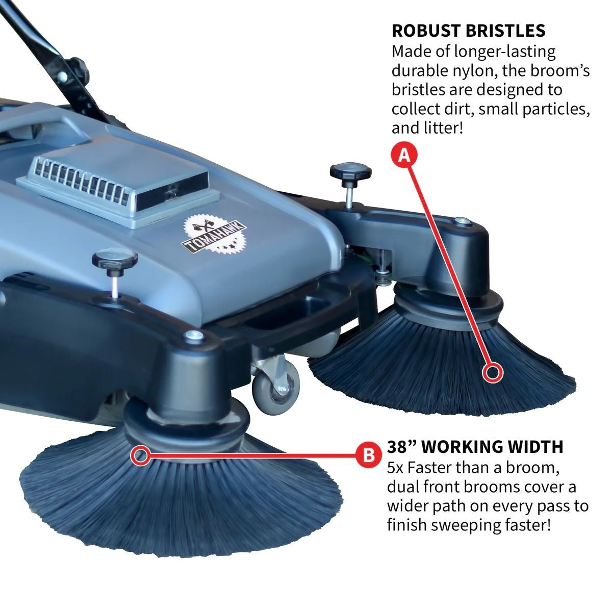 Commercial Push Sweeper & Hard Floor Cleaner, 38-in H4H9 - product image 5