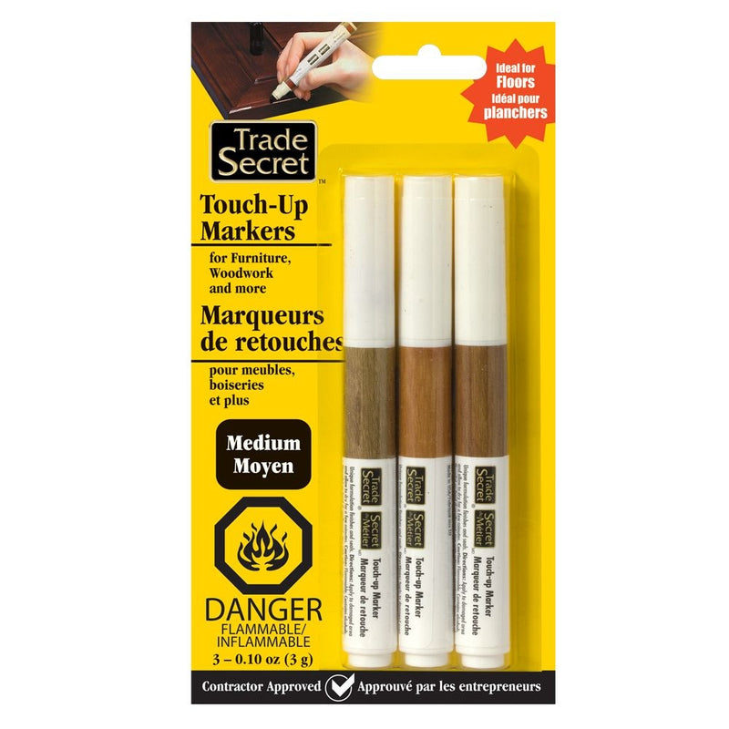 Medium Touch Up Markers for Wood, Medium Brown, 3-pk D7S8