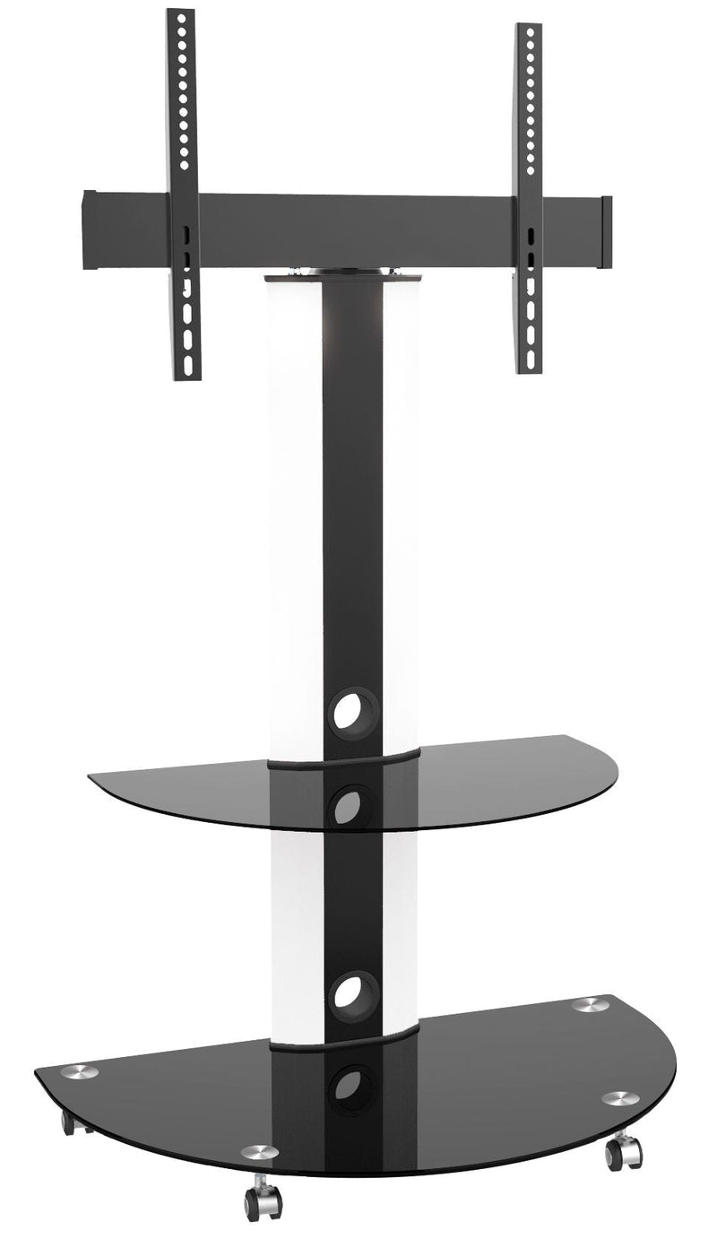LCD84113BLK Superior TV Cart with Glossy Glass Base and Shelf, 32-in to 55-in T3B2
