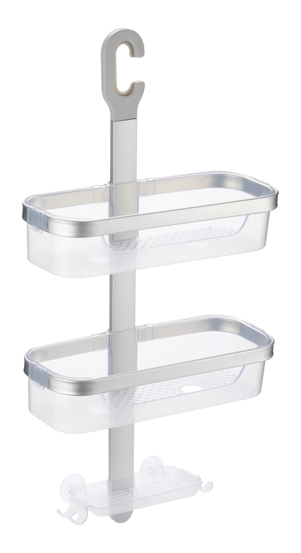 Type A 2-Tier Aluminum Shower Caddy with Soap Dish, Silver W9D3 - product image 1