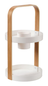 Type A Bella 2-Tier Cosmetic Bathroom Vanity Organizer with Removable Cup, White/Natural T6M7 - product image 1