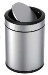 type A Steel and Plastic Circular Swing Lid Garbage Bin, Silver, 8-L Q5W5 - product image 4