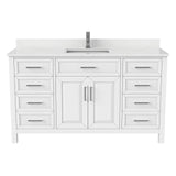 Bathe Terrence Undermount Single Sink Stone Top Bathroom Vanity with Drawer & Cabinet Organizer, White, 60-in A8I5 - product image 1