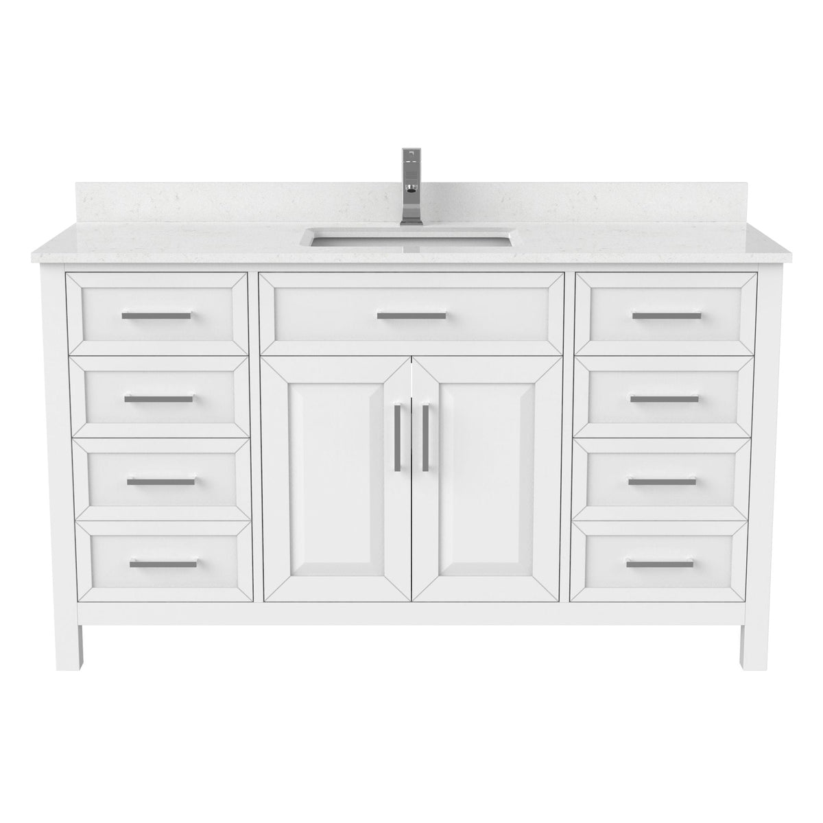 Bathe Terrence Undermount Single Sink Stone Top Bathroom Vanity with Drawer & Cabinet Organizer, White, 60-in A8I5 - product image 1