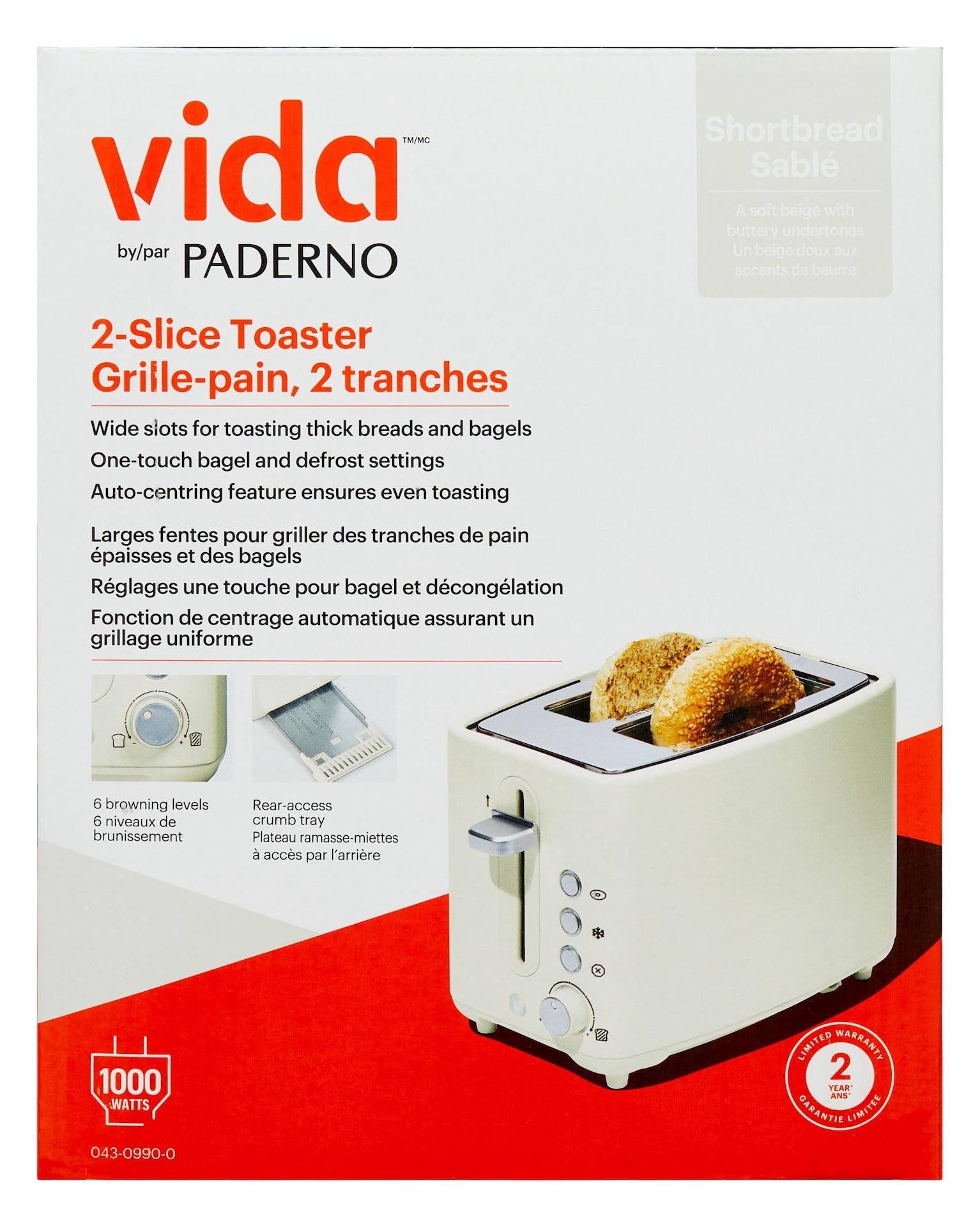 Colour Series 2-Slice Toaster with 3 Settings, Shortbread Q0K7 - product image 6