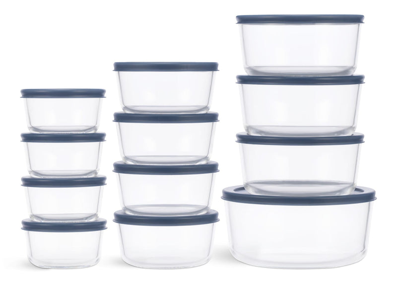 Round Glass Food Storage Container Set with Lids, 24-pc S5M1