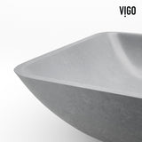 Duomo Gothic ConcretoStone Grey Bathroom Sink/Basin Set with Dunn Faucet and Rectangular Vessel J6Y9 - product image 3