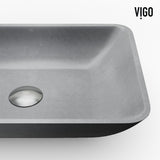 Duomo Gothic ConcretoStone Grey Bathroom Sink/Basin Set with Dunn Faucet and Rectangular Vessel J6Y9 - product image 5