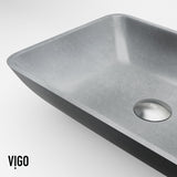 Duomo Gothic ConcretoStone Grey Bathroom Sink/Basin Set with Dunn Faucet and Rectangular Vessel J6Y9 - product image 6